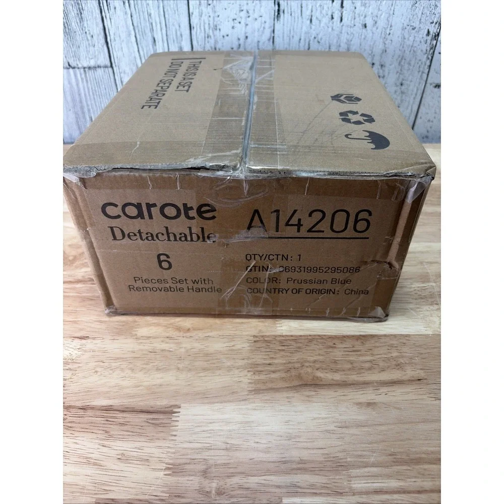 CAROTE 6 Piece Sauce Pan Set Blue With Detachable Handle
